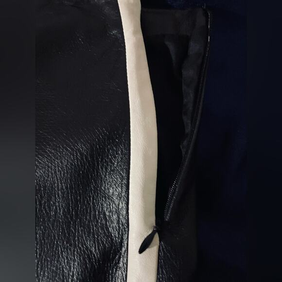 Ralph Lauren Lambskin Skirt - Purple Label - Cream and Black - Size Large - Sz 6 - Picture 7 of 12